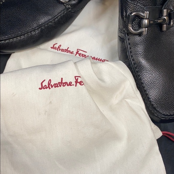 FERRAGAMO LOAFERS - caviar with pewter hardware - Picture 3 of 4